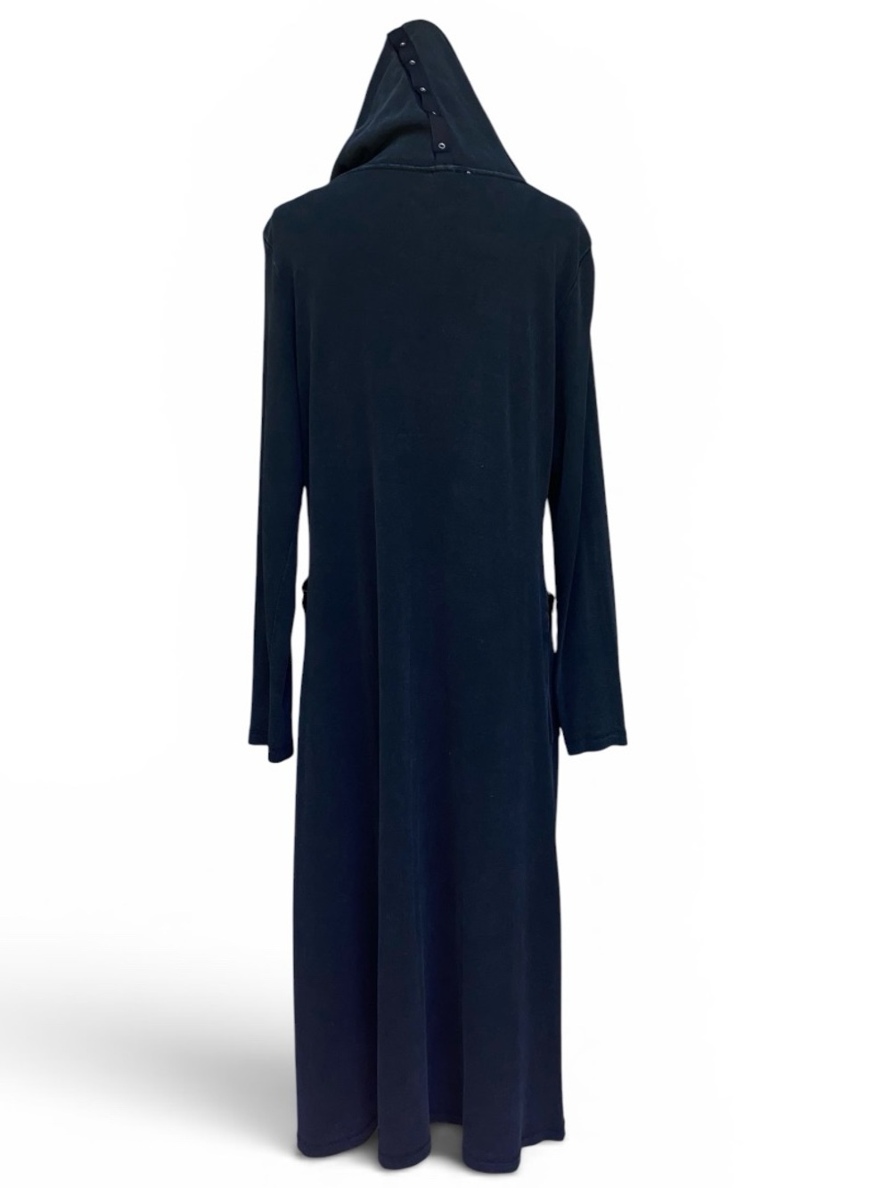 SOFT SURROUNDINGS Hooded Maxi Cardigan Duster Snap Details Black Size Medium - Picture 2 of 4